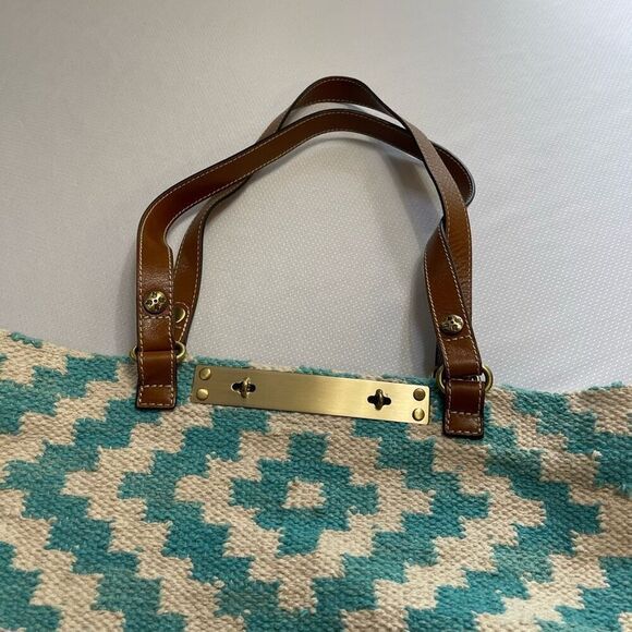 Patricia Nash Chennai Hand Loomed Blue White Large Tote Purse Handbag - Picture 2 of 10